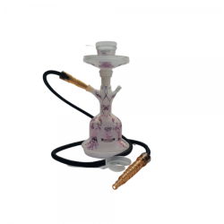 Shisha Set Glass 35.5 cm 1 hose w Transport Case White